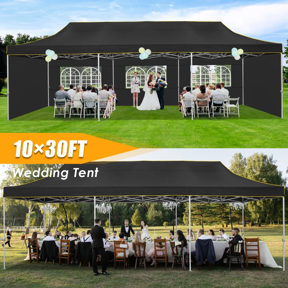 HOTEEL 10ft x 30ft Khaki Pop Up Outdoor Canopy, Waterproof