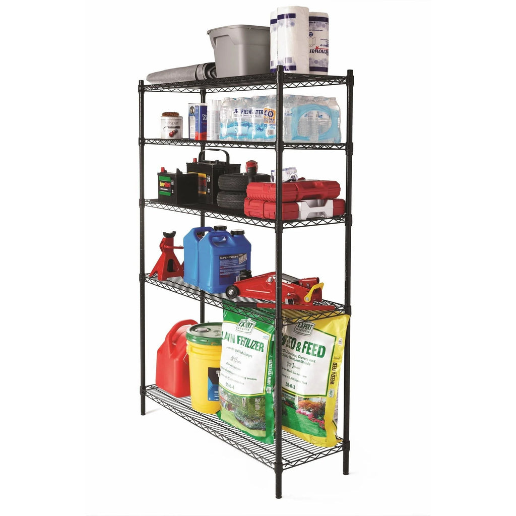 Hyper Tough Wire 5-Tier Storage Shelf Unit 72"H x 48"W x 16"D, 3000lb Total Capacity, Black