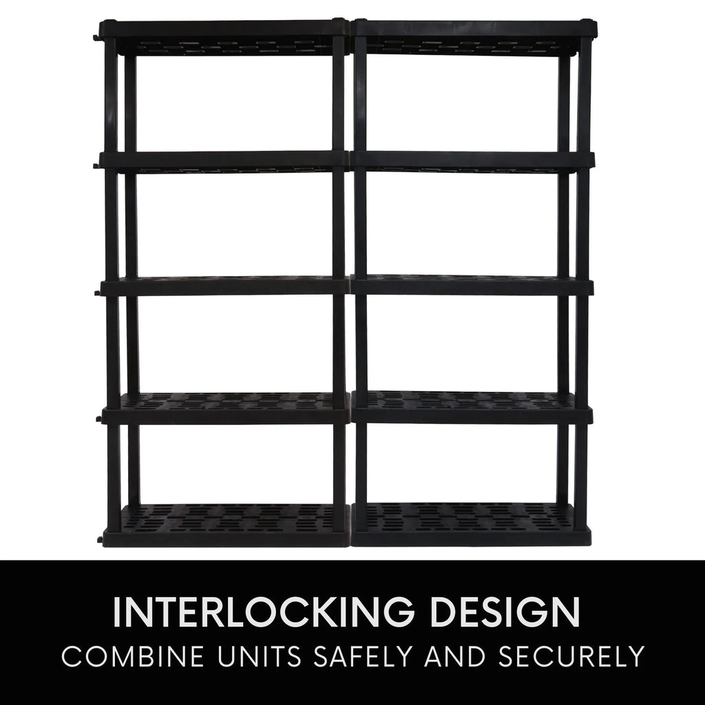 Oskar Plastic Storage Shelves 5-Tier Garage Organizer 74"H x 36"W x 18"D, White 750lb Capacity