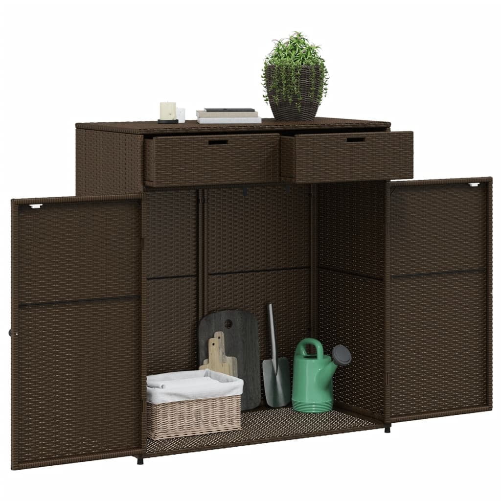 vidaXL Patio Storage Cabinet, PE Rattan Beige, 21.70 x 21.70 x 43.70 in