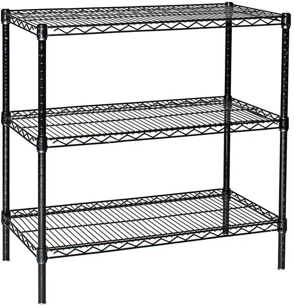 36" Deep x 72" Wide x 63" High 3 Tier Black Starter Shelving Unit