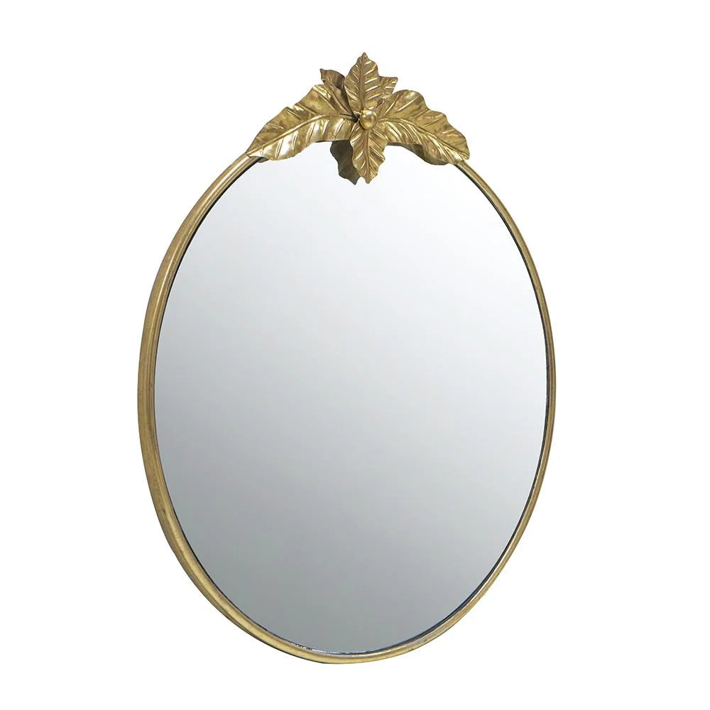 A&B Home Arched Gold Wall Mirror with Leaf Accent 39.6" x 2" x 35"