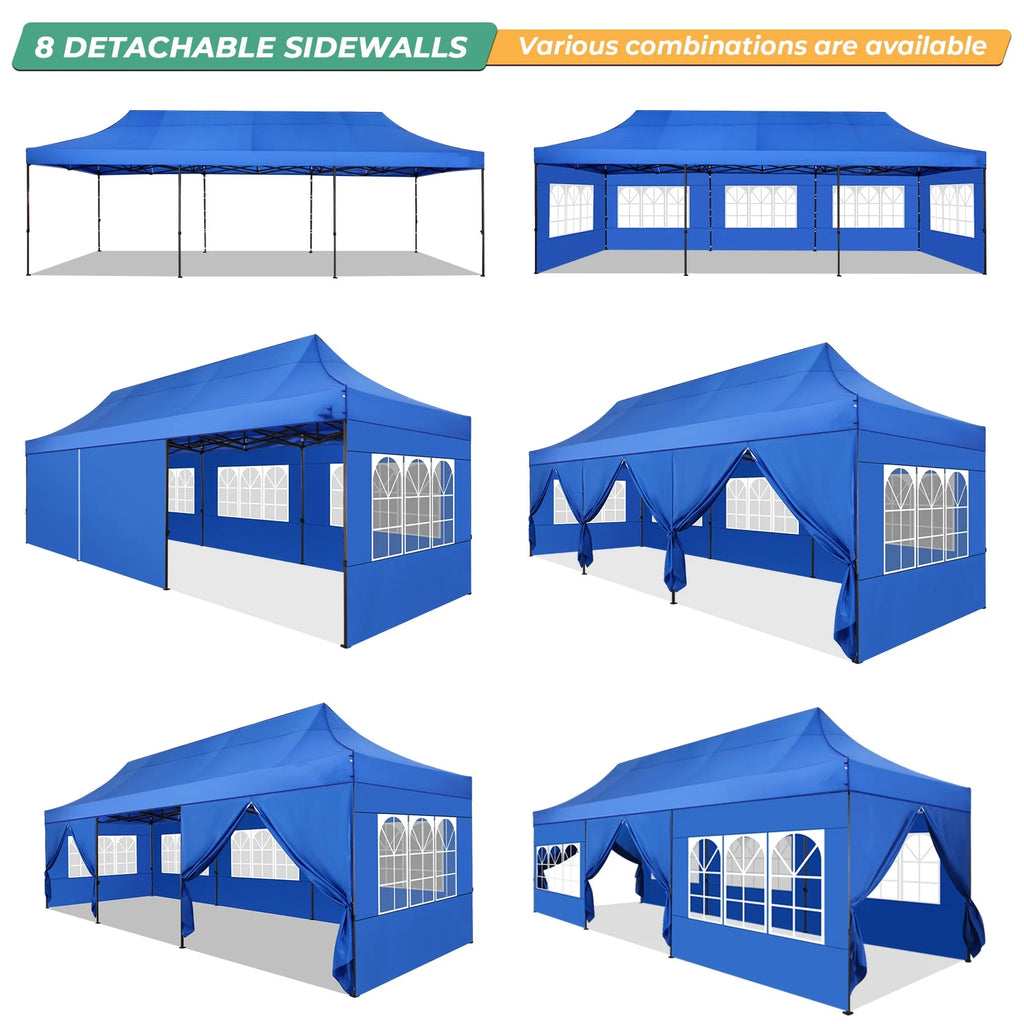 HOTEEL 10ft x 30ft Khaki Pop Up Outdoor Canopy, Waterproof