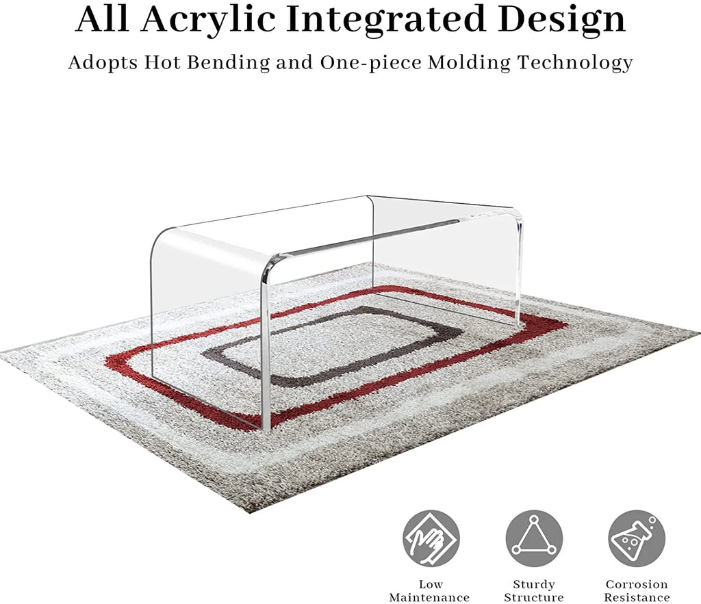 Ageszoe Coffee Table with Storage Shelf,Acrylic Modern Clear End Table,Kid's Table for Livingroom, 32"L x 16"W x 16"H"