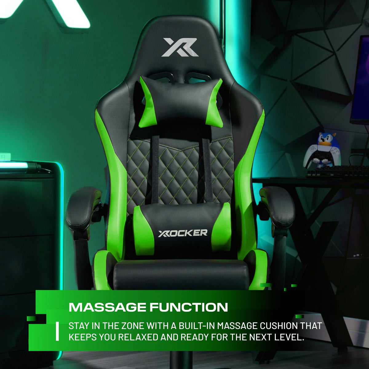 X Rocker Apex PC Gaming Chair with Massage Function and Footrest, Red