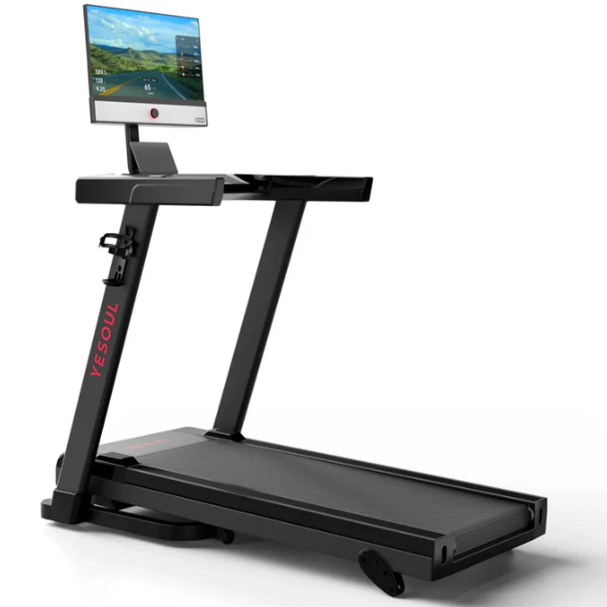Yesoul T1M Plus Smart Folding Treadmill with 21.5 inch Touchscreen, Brushless Quiet Motor, 3-Level Incline, 9 Mph, App Sync & Space-Saving Design for