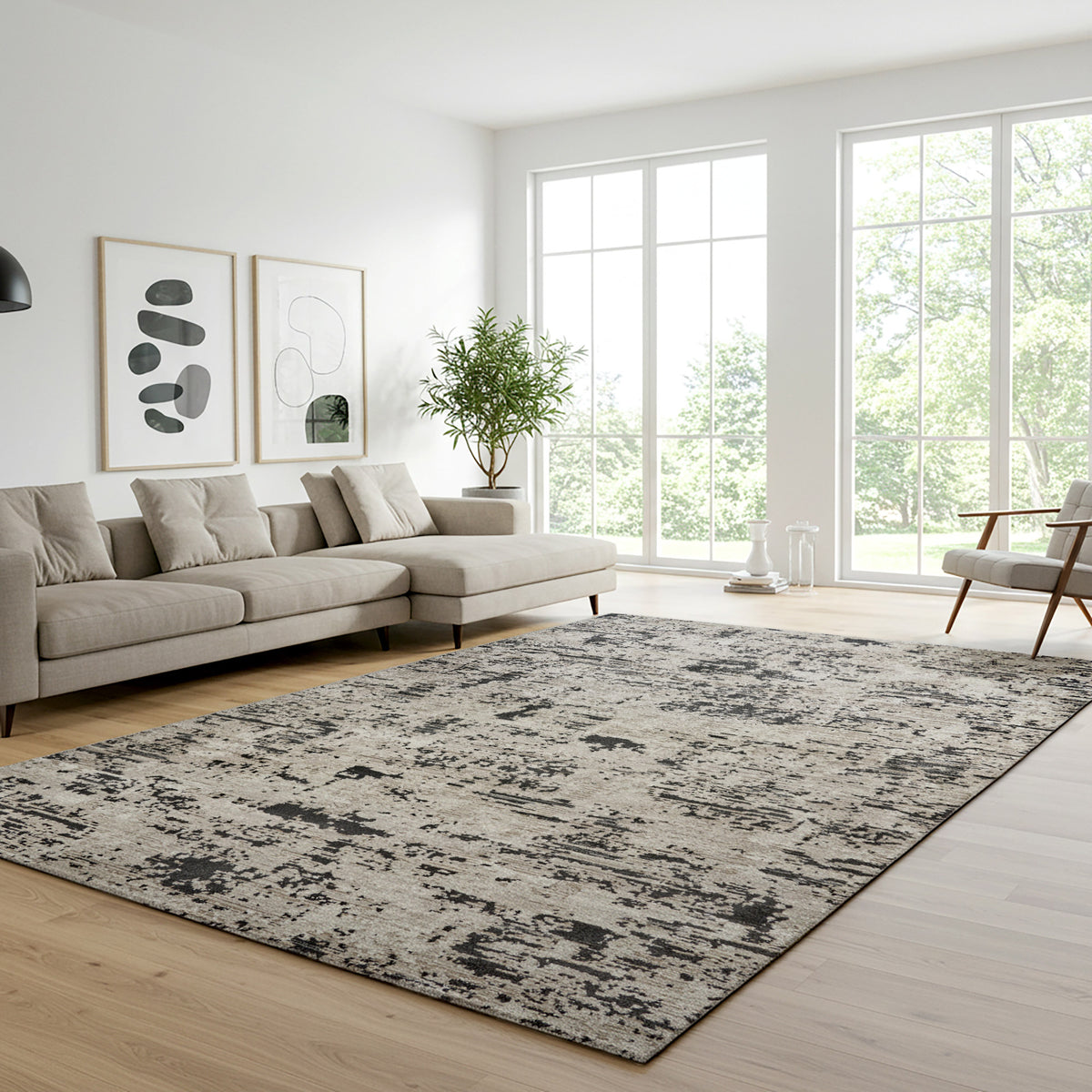 Solaris Area Rug, Argent Charcoal, 8'8" x 13'