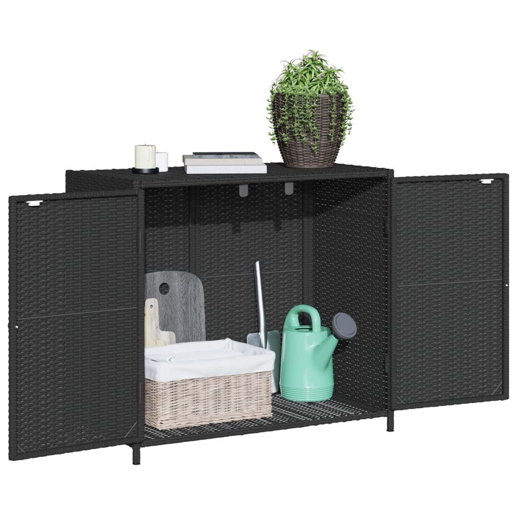 VidaXL Contemporary Poly Rattan Storage Cabinet, 32.7" x 17.7" x 29.9", Gray