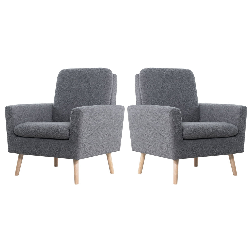 Naomi Home Frida Mid-Century Modern Accent Chair, Espresso Teddy Fleece Upholstered Armchair with Oak Legs, 28.74"D x 30.31"W x 35.04"H