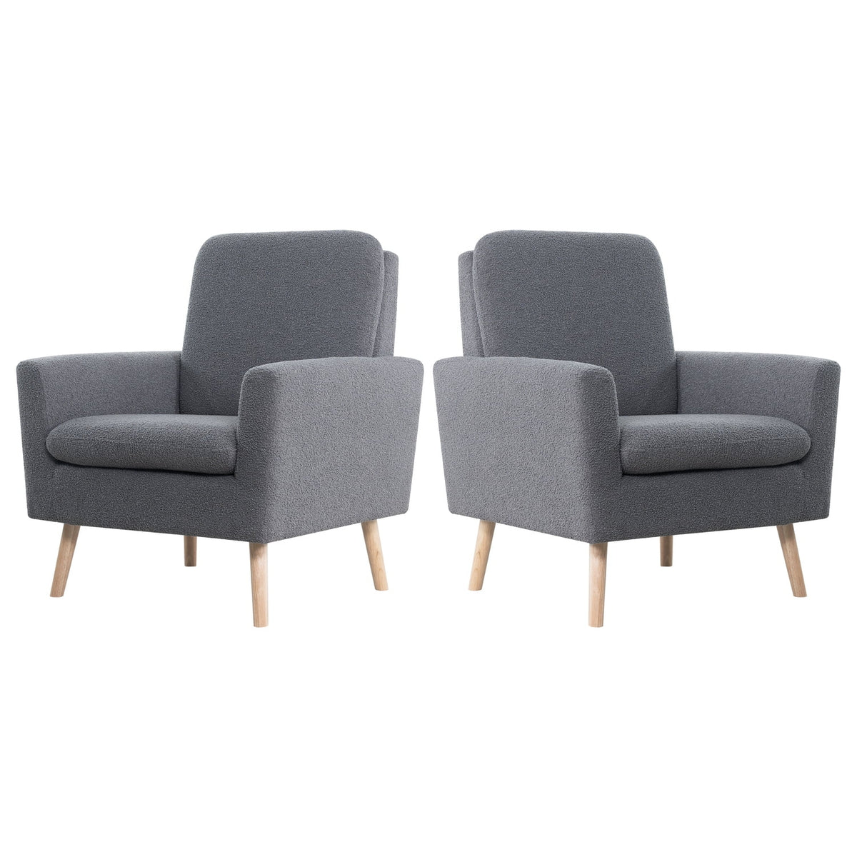 Naomi Home Frida Mid-Century Modern Accent Chair, Espresso Teddy Fleece Upholstered Armchair with Oak Legs, 28.74"D x 30.31"W x 35.04"H