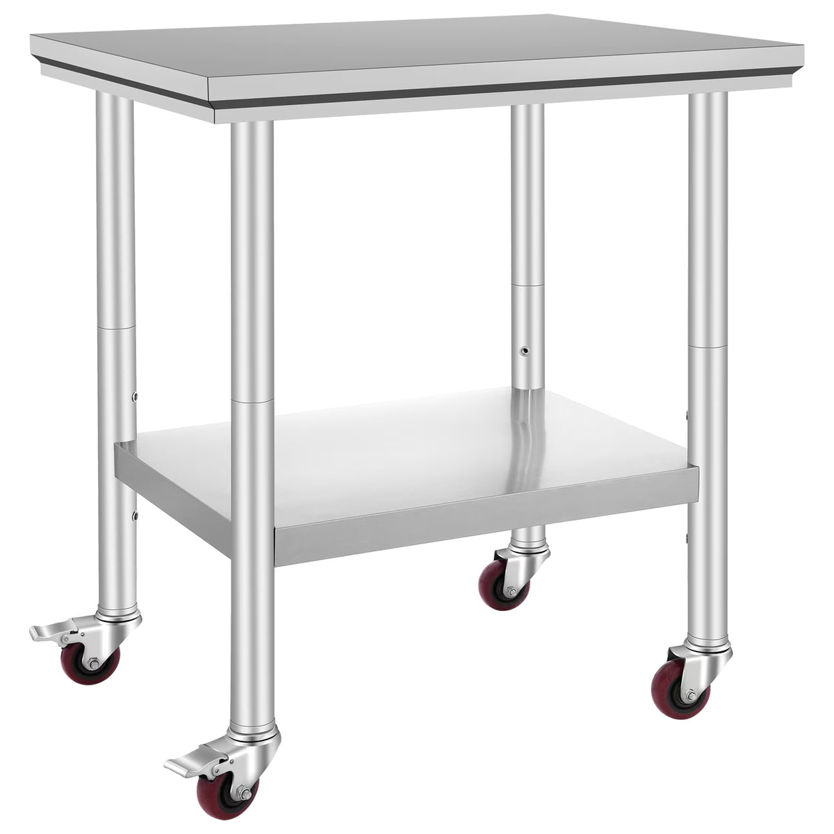 KFFKFF Stainless Steel Work Table with Wheels 24 x 30 Prep Table with casters Heavy Duty Work Table for Commercial Kitchen Restaurant Business (24 x 30 x 32 inch)