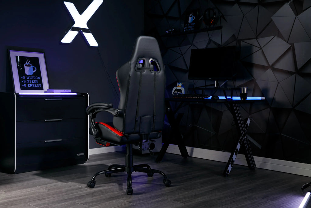 X Rocker Apex PC Gaming Chair with Massage Function and Footrest, Red