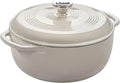Lodge Essential Enamel Cast Iron Dutch Oven – Perfect for Bread Baking, Braising, Marinating & Slow Cooking – Features Moisture-Sealing Lid & Dual Handles – Kitchen Essentials – 6 Quarts – Oyster White