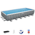 Bestway: Power Steel - Rectangular Swimming Pool Set - 24' x 12' x 52", Above Ground, Tritech Construction, Filter Pump, Ladder & Cover, 7937 Gal.