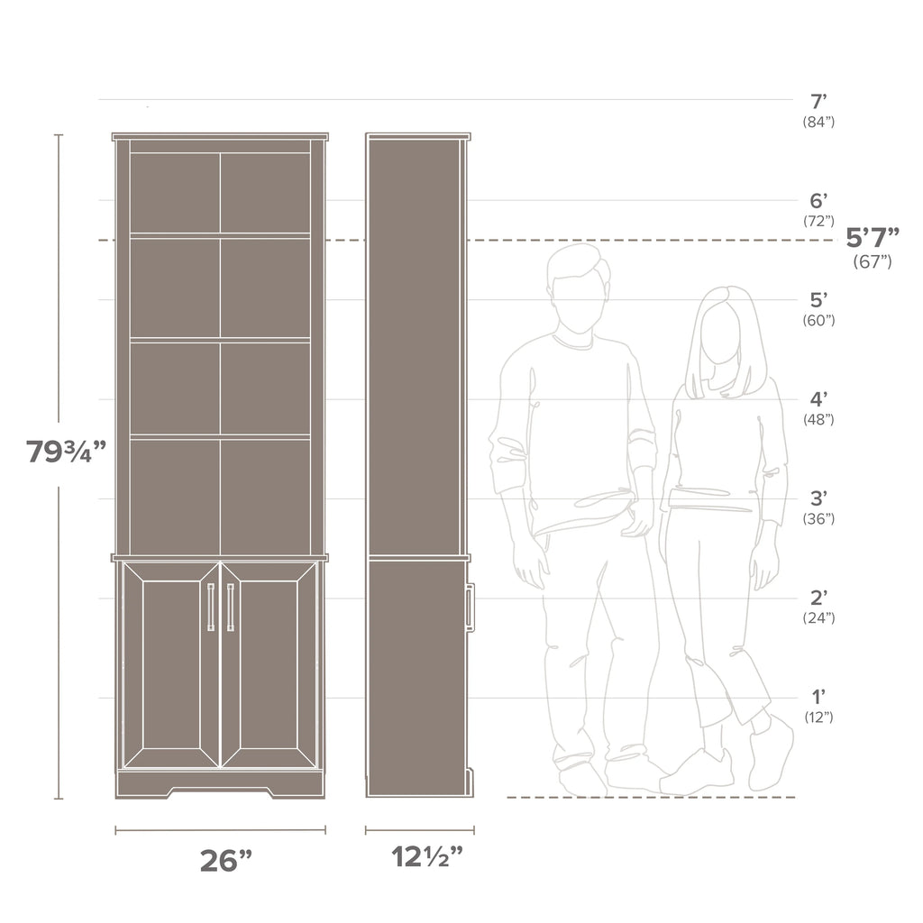 Bibliothèque Prepac Rustic Ridge, blanc délavé, 26 po L x 79,75 po H x 12,5 po P