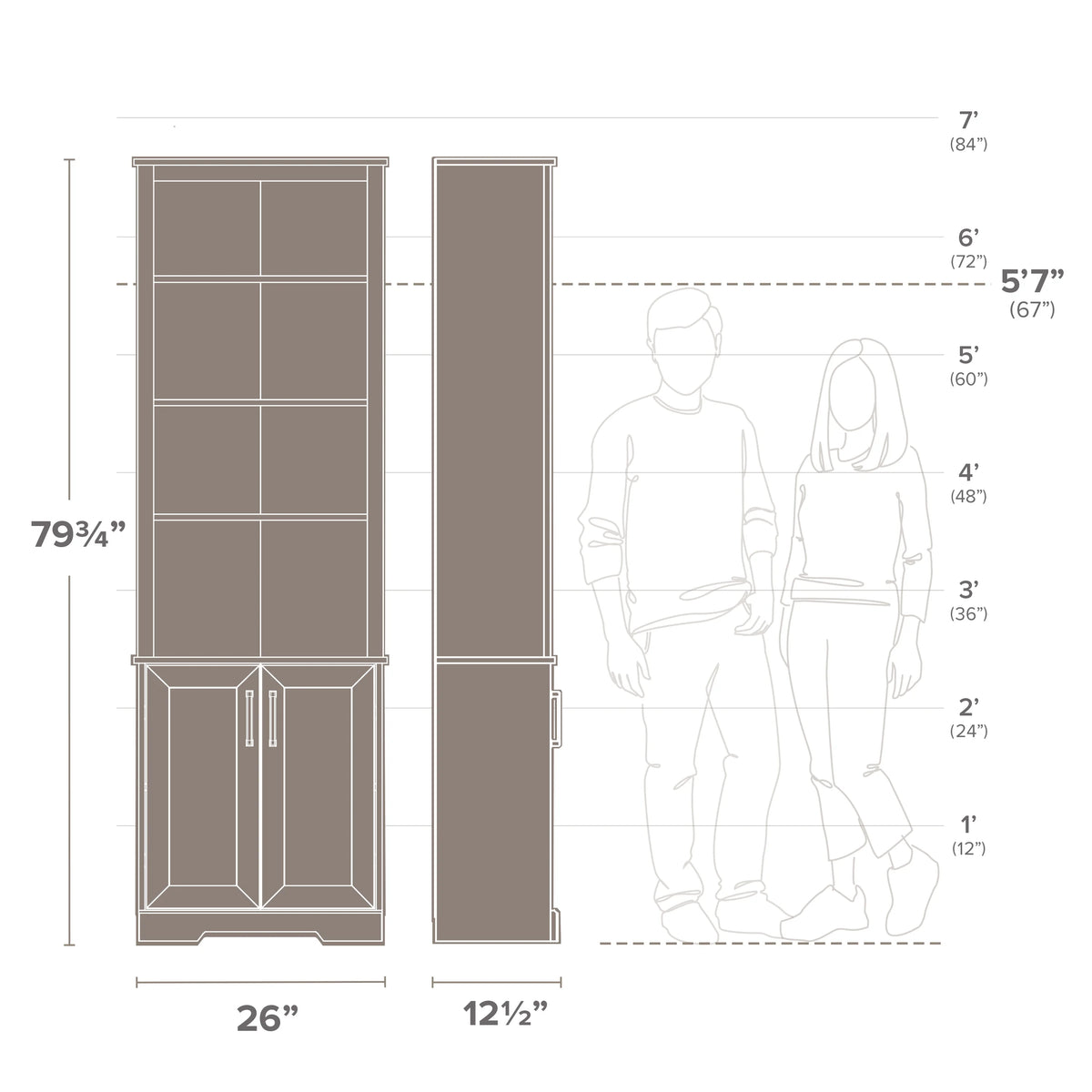 Bibliothèque Prepac Rustic Ridge, blanc délavé, 26 po L x 79,75 po H x 12,5 po P