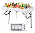 Table glacière pliante – Glacière à boissons portable, buffet avec jupe et système de drainage – Fête, pique-nique, barbecue, camping – Blanc 61 cm x 120,6 cm x 82,5 cm