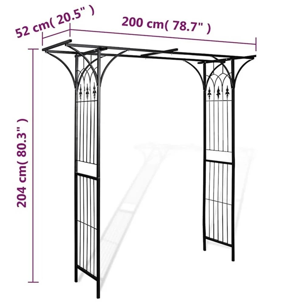Pemberly Row 78.7 X 20.5 X 80.3" Durable Iron Garden Arch in Black
