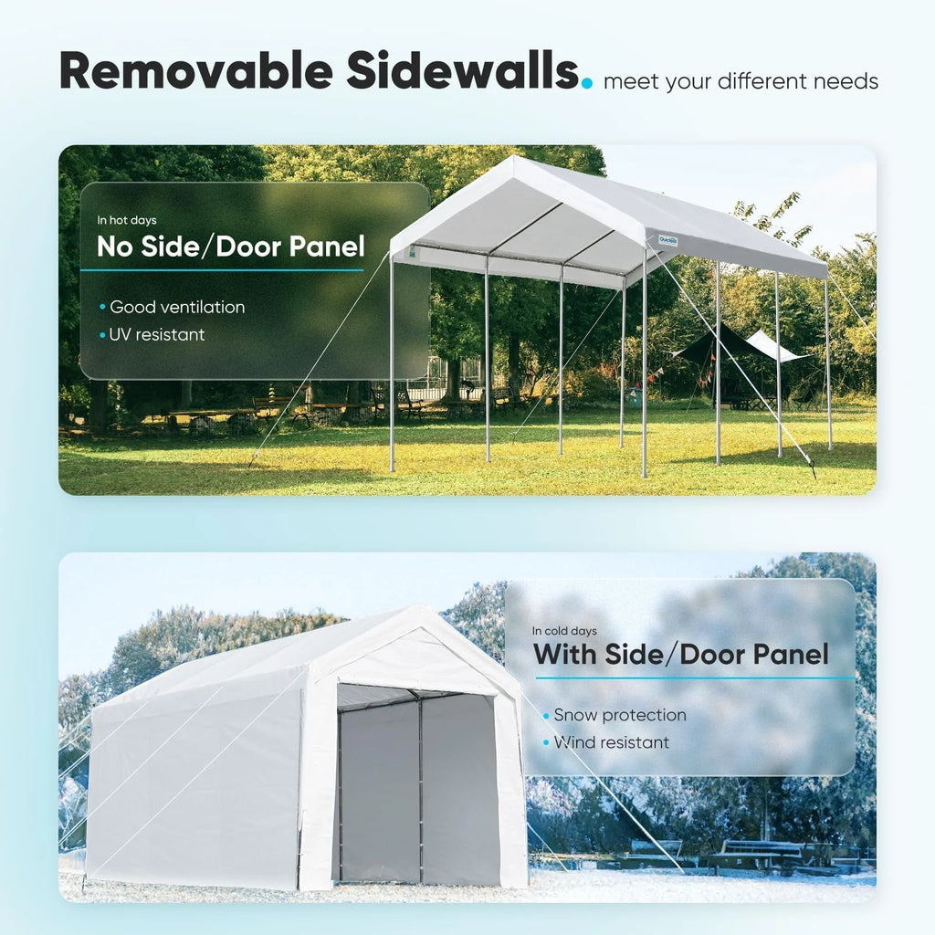 Advance Outdoor 10 x 20 x 95-11 White Heavy Duty Carport