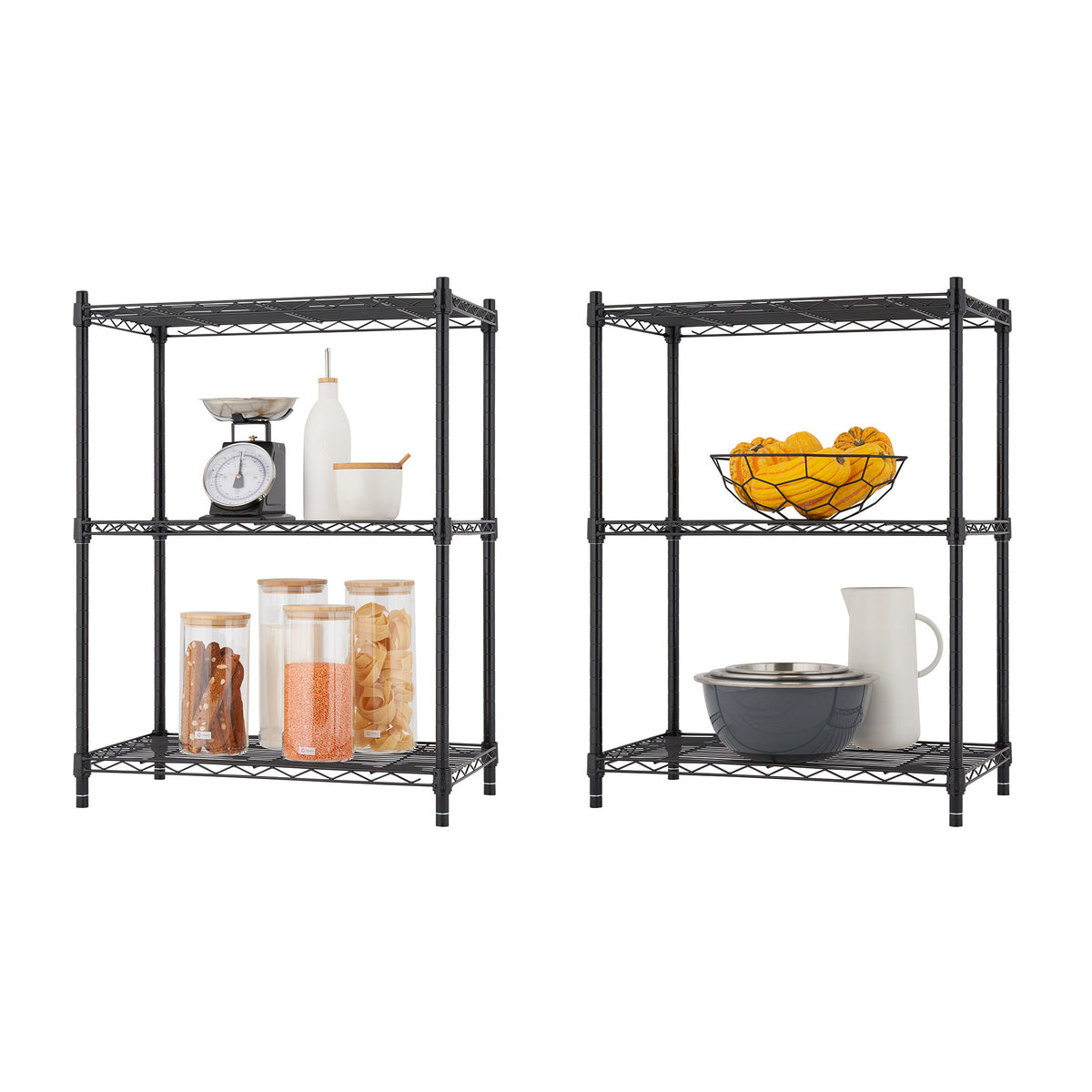 TRINITY 3-tier Modular Wire Shelving Rack 23' x 13' x 30', NSF, 2-pack