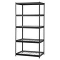 Edsal 36"W x 18"D x 72"H Five-Shelf Heavy-Duty Steel Shelving Unit. Black