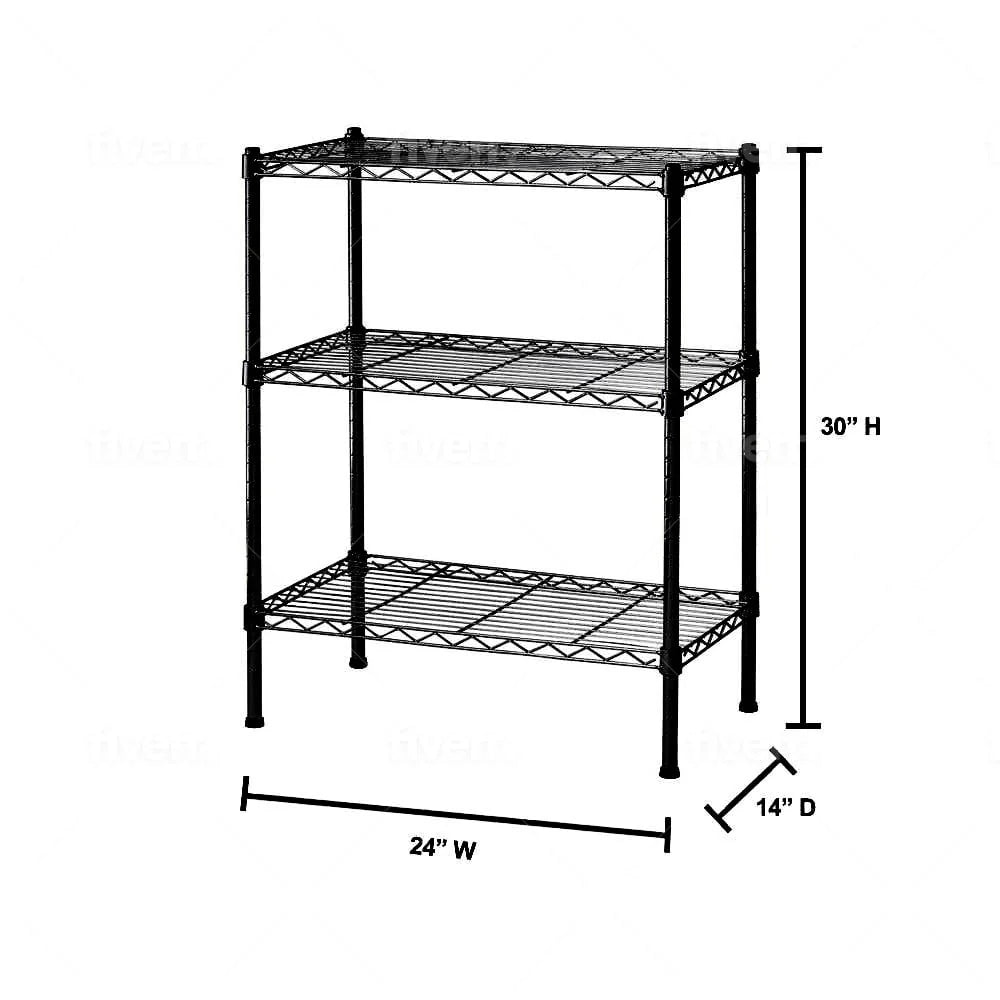 Étagère de rangement Juggernaut Storage à assemblage facile, 3 tablettes, 24 po L x 14 po P x 30 po H, noir