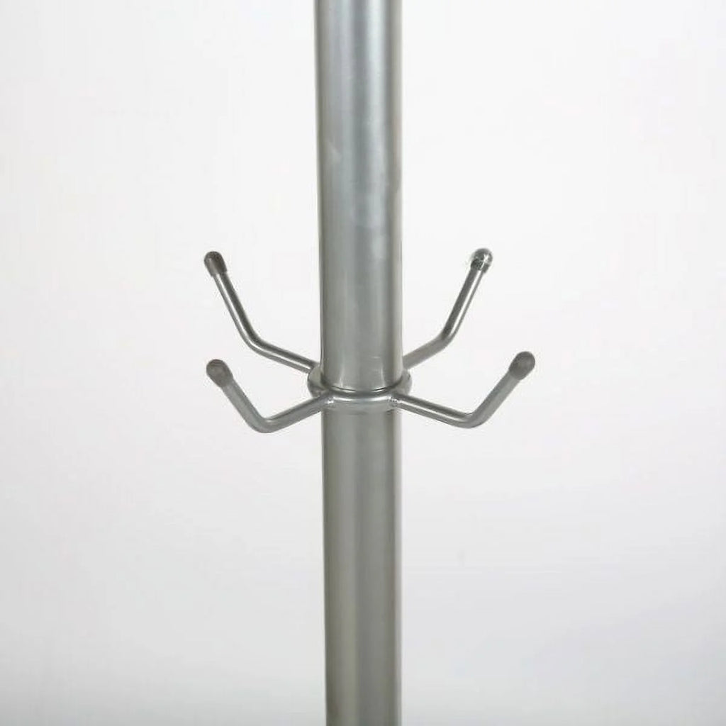 72" x 14" Metal Tube & Marble Base Coat Hanger, Silver