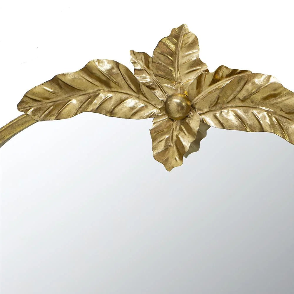 A&B Home Arched Gold Wall Mirror with Leaf Accent 39.6" x 2" x 35"