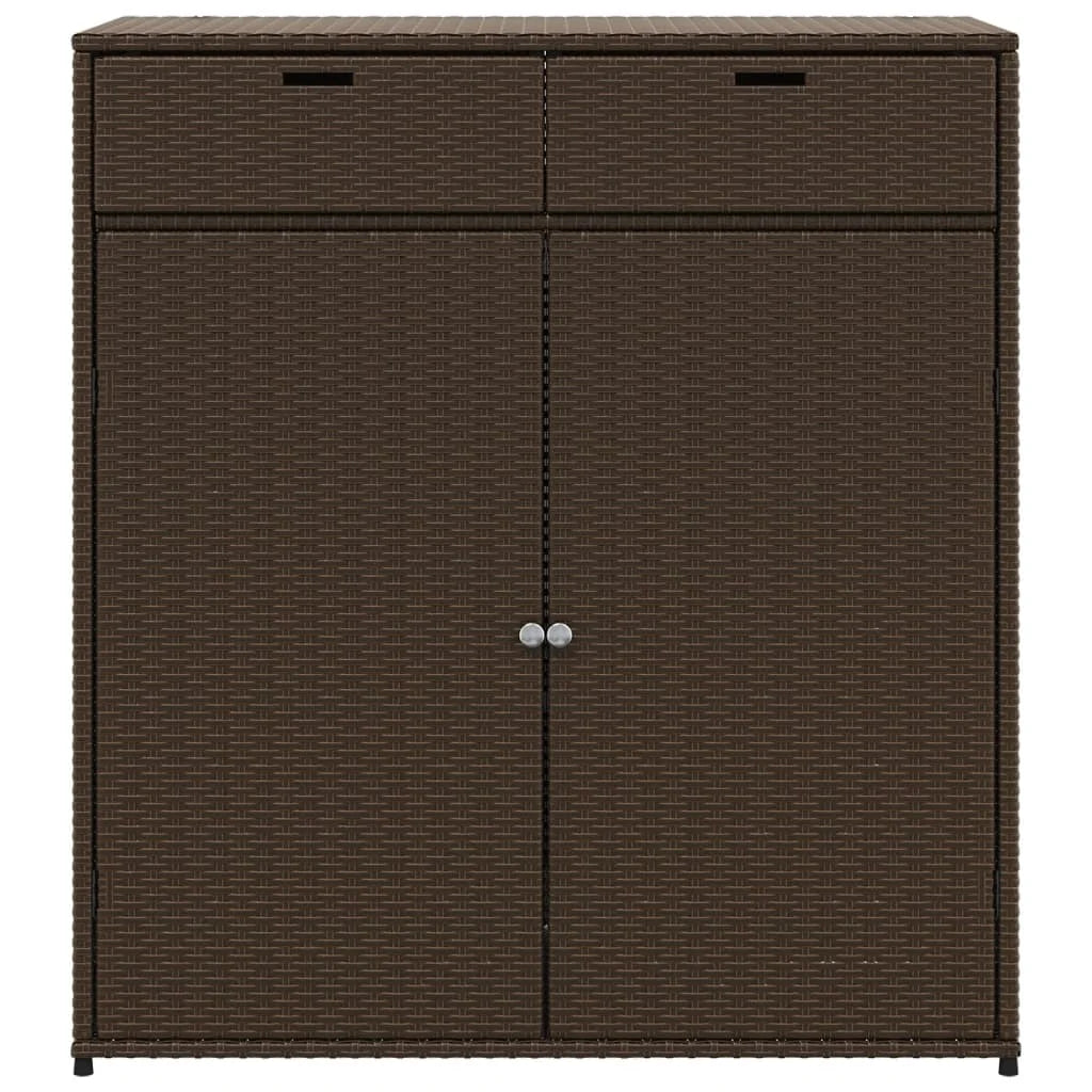 vidaXL Patio Storage Cabinet, PE Rattan Beige, 21.70 x 21.70 x 43.70 in