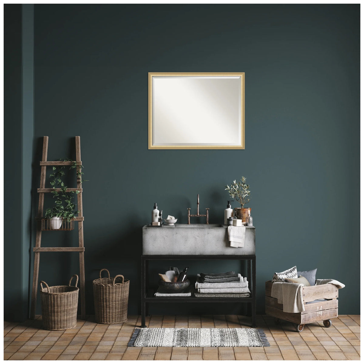 Amanti Art Florence Silver Beveled Wall Mirror 31.75 x 41.75 in.