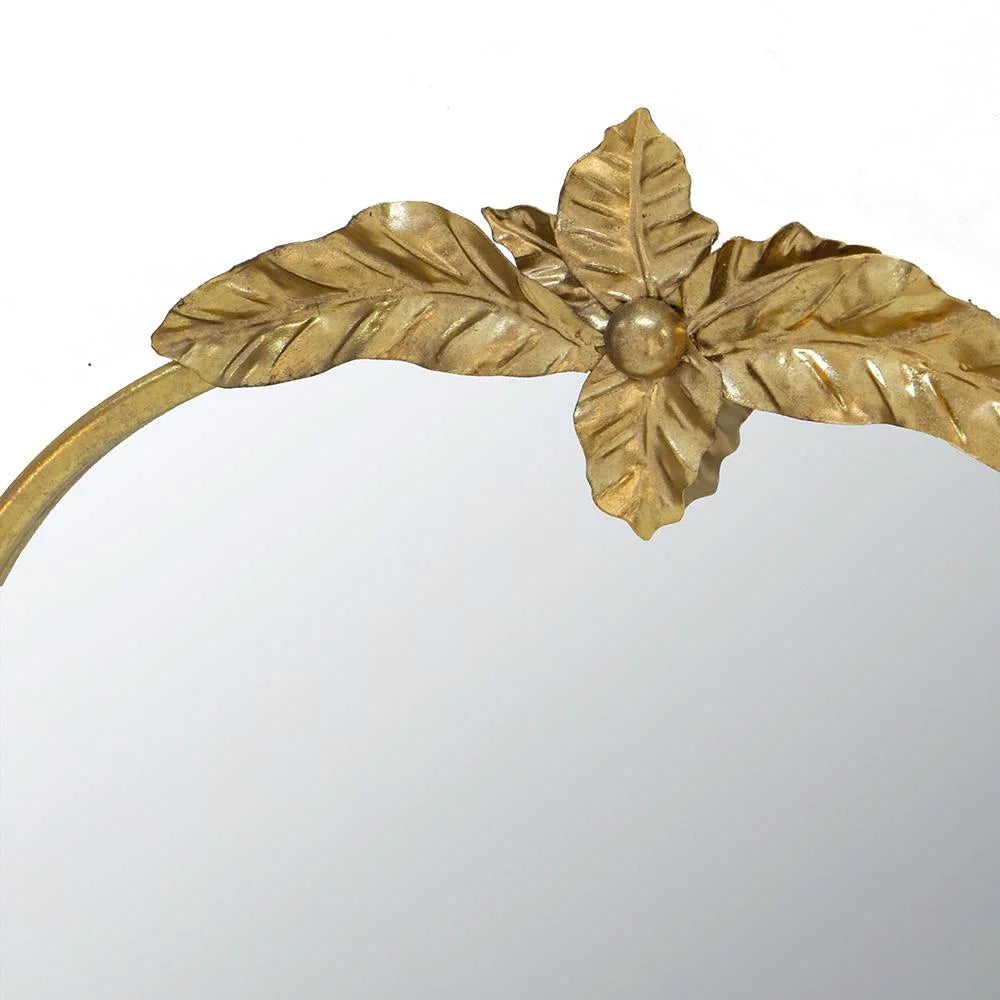 A&B Home Arched Gold Wall Mirror with Leaf Accent 39.6" x 2" x 35"