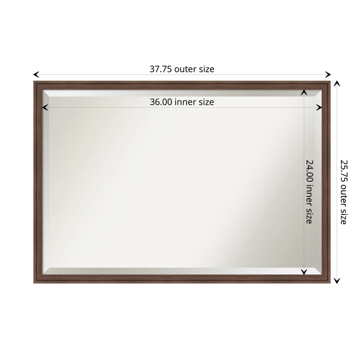 Amanti Art Florence Silver Beveled Wall Mirror 31.75 x 41.75 in.
