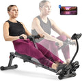 Sunny Health & Fitness Compact Adjustable Rowing Machine with 12 Levels of Resistance for Complete Body Workouts and Optional Free SunnyFit App Enhanced Connectivity