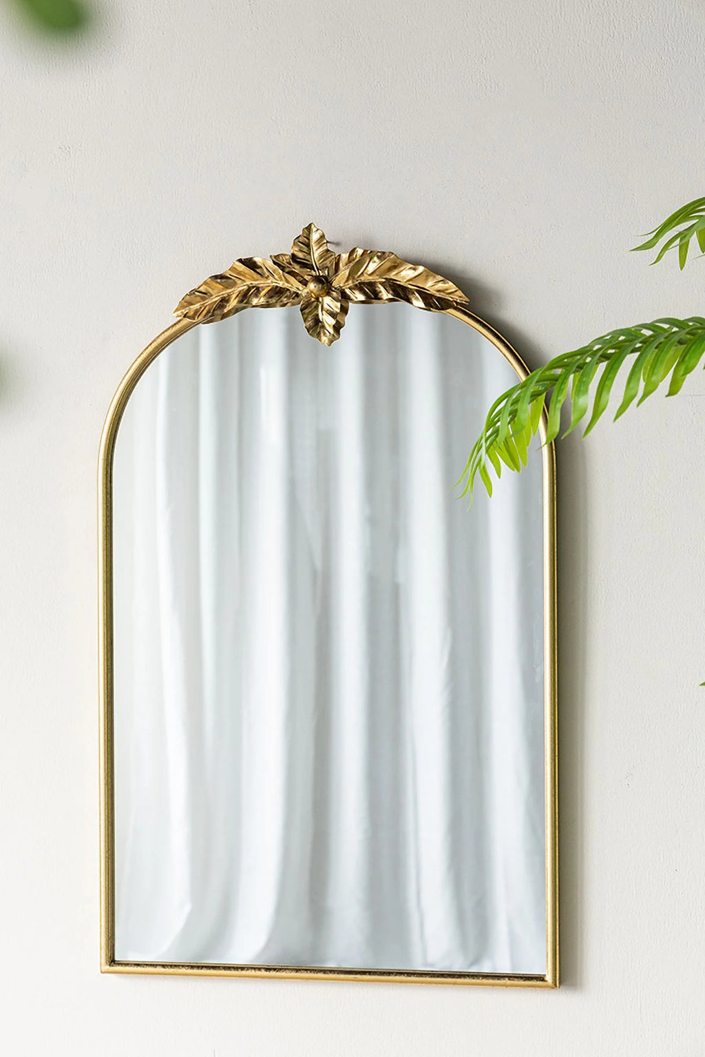 A&B Home Arched Gold Wall Mirror with Leaf Accent 39.6" x 2" x 35"