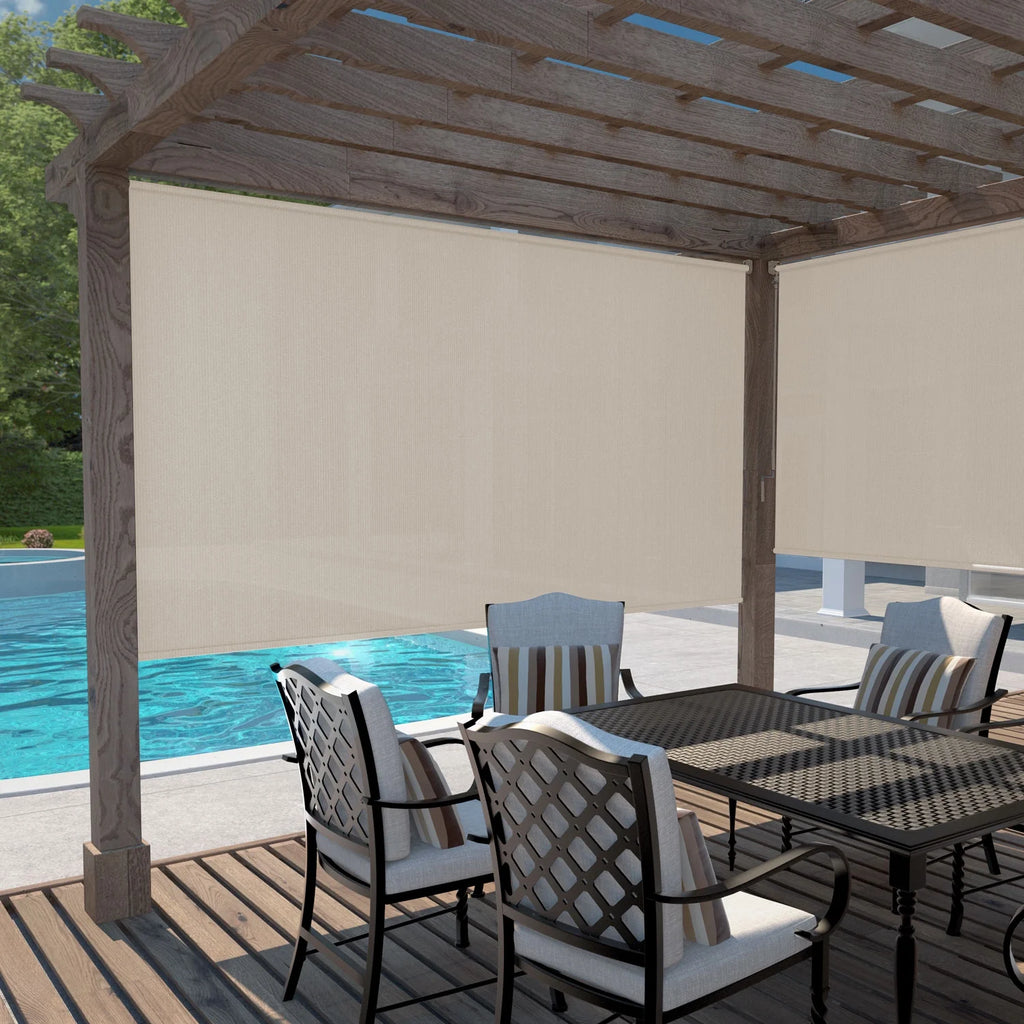 Coolaroo 96" x 72" Crank Operated Beige Roller Sun Shade