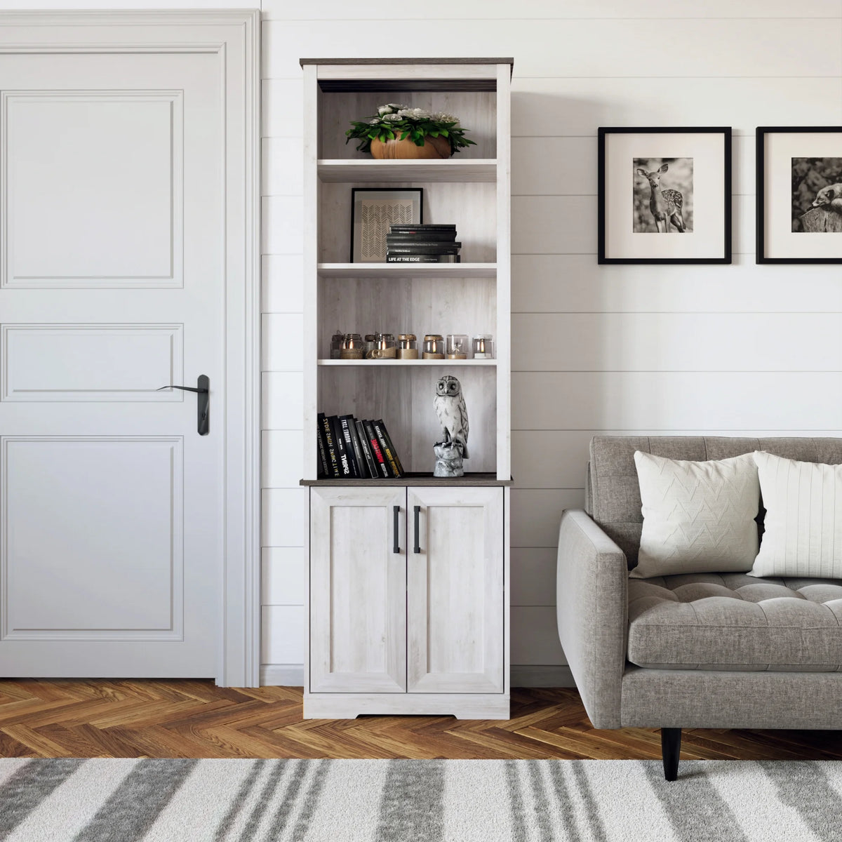 Bibliothèque Prepac Rustic Ridge, blanc délavé, 26 po L x 79,75 po H x 12,5 po P