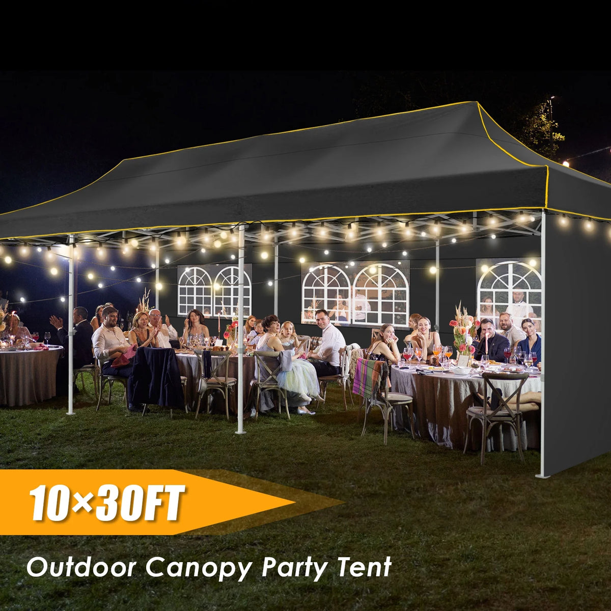 HOTEEL 10ft x 30ft Khaki Pop Up Outdoor Canopy, Waterproof