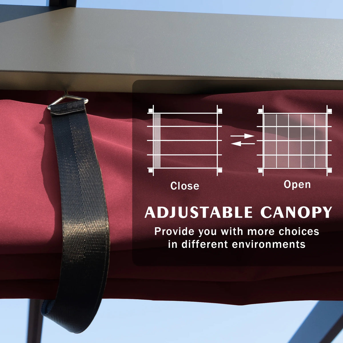 Kozyard 12' x 10' x 8 Morgan Outdoor Extra-Large Frame Red Aluminum Pergolas, Waterproof