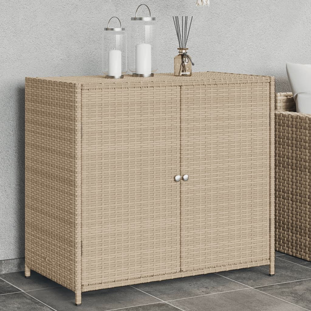 VidaXL Contemporary Poly Rattan Storage Cabinet, 32.7" x 17.7" x 29.9", Gray
