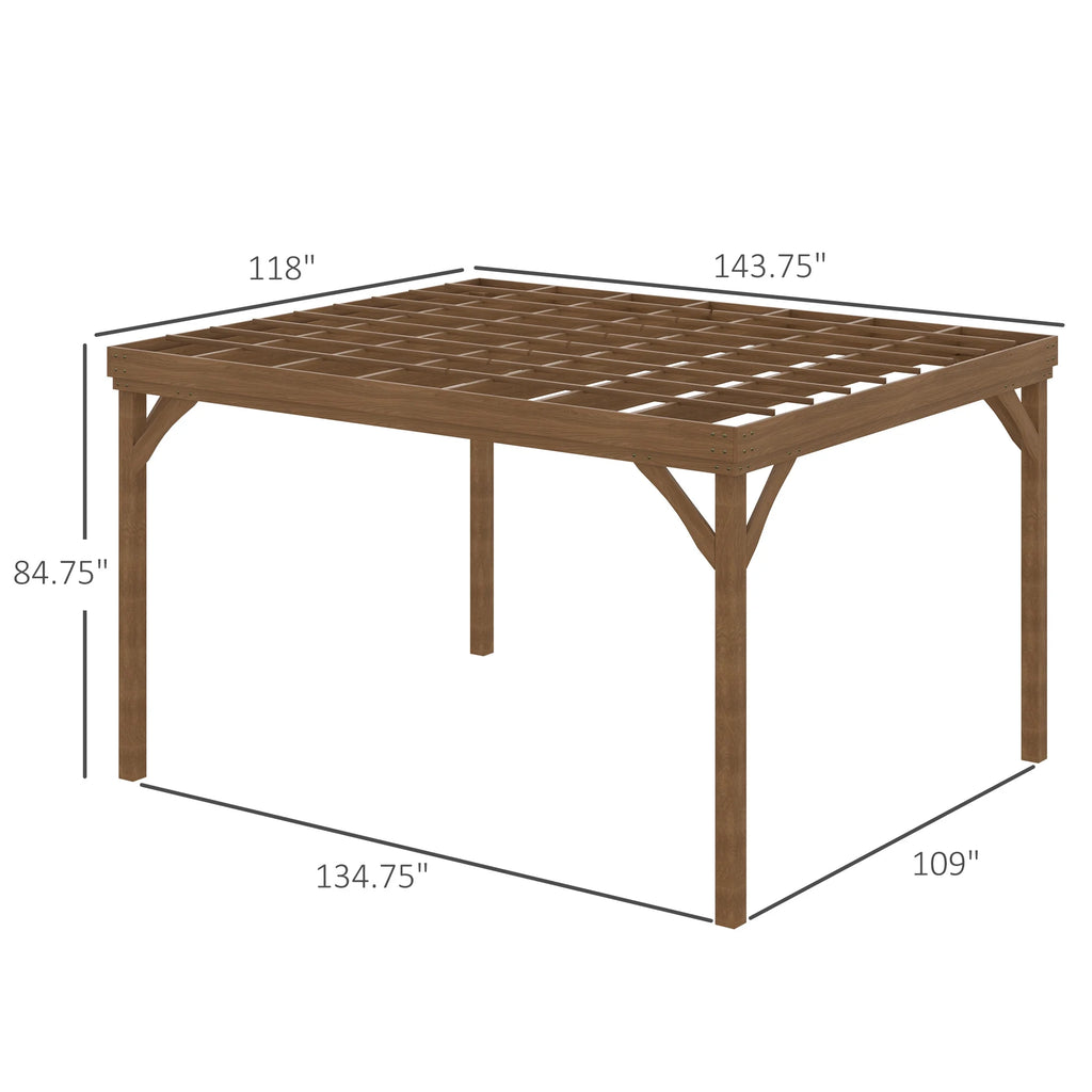 Outsunny 10' x 12' x 7' Brown Fir Wood Pergola, Open Design