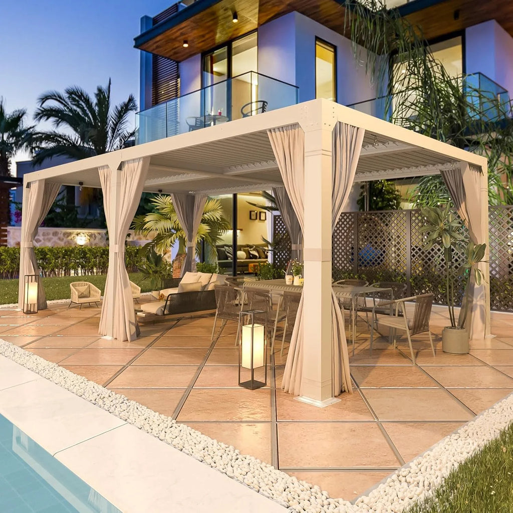 EROMMY 12'x24′ Outdoor Louvered Pergola Gazebos