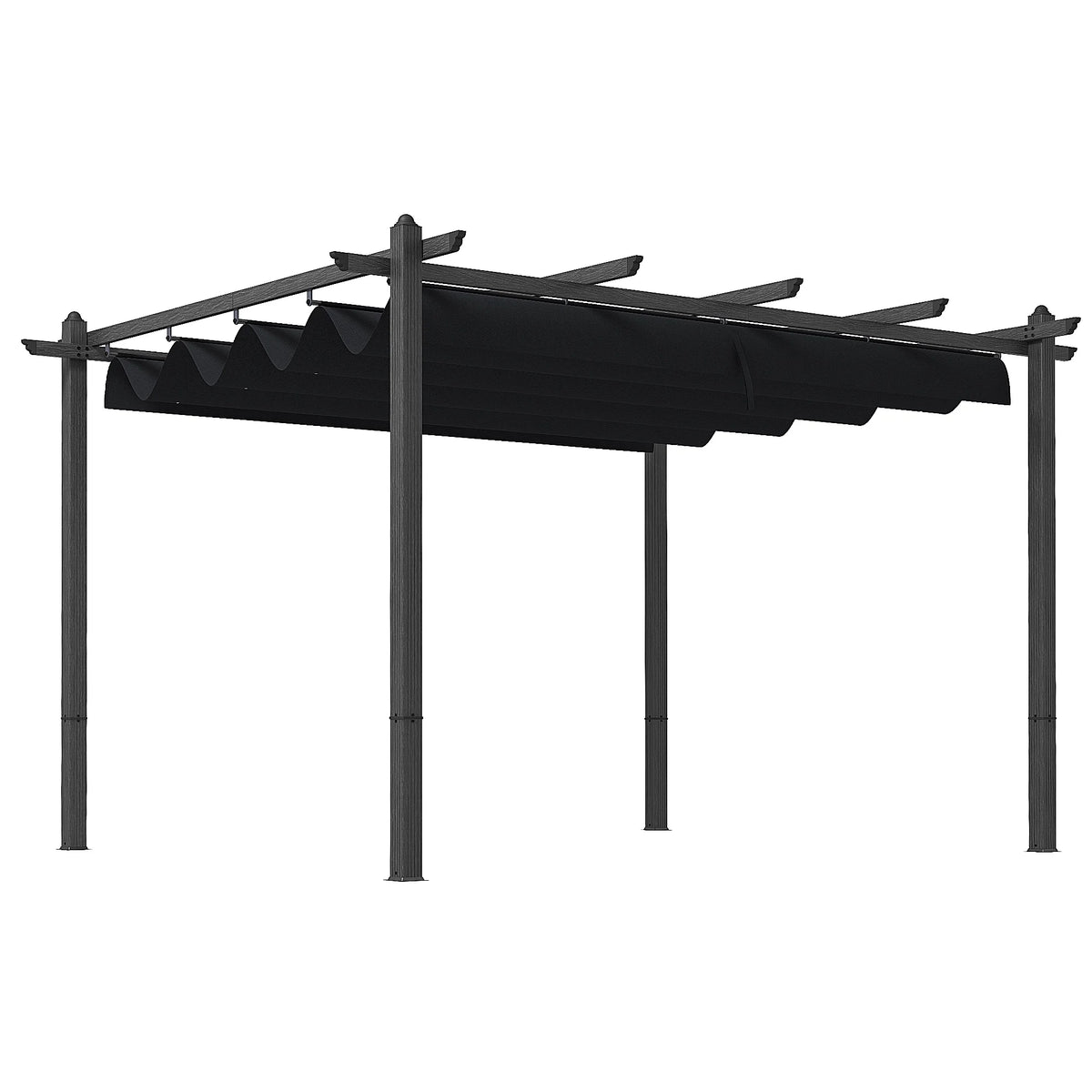 Outsunny 10' x 10' x 88.25" Cream White Aluminum Pergola, Retractable Canopy and Water-Resistant