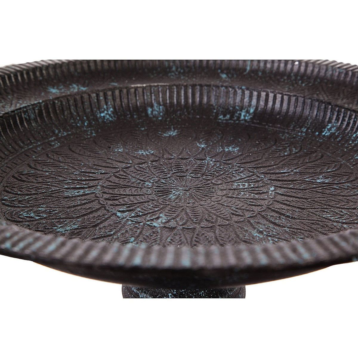 Evergreen Garden Cast Metal Bird Bath on Pedestal 20 x 19 x 15 Inches