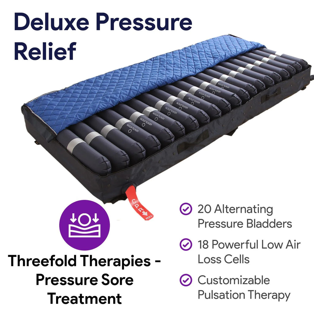 Proheal Bariatric Low Air Loss Alternating Pressure Air Mattress with Pump & Side Air Bolsters - Stages I-IV 36 x 80 x 8/11"