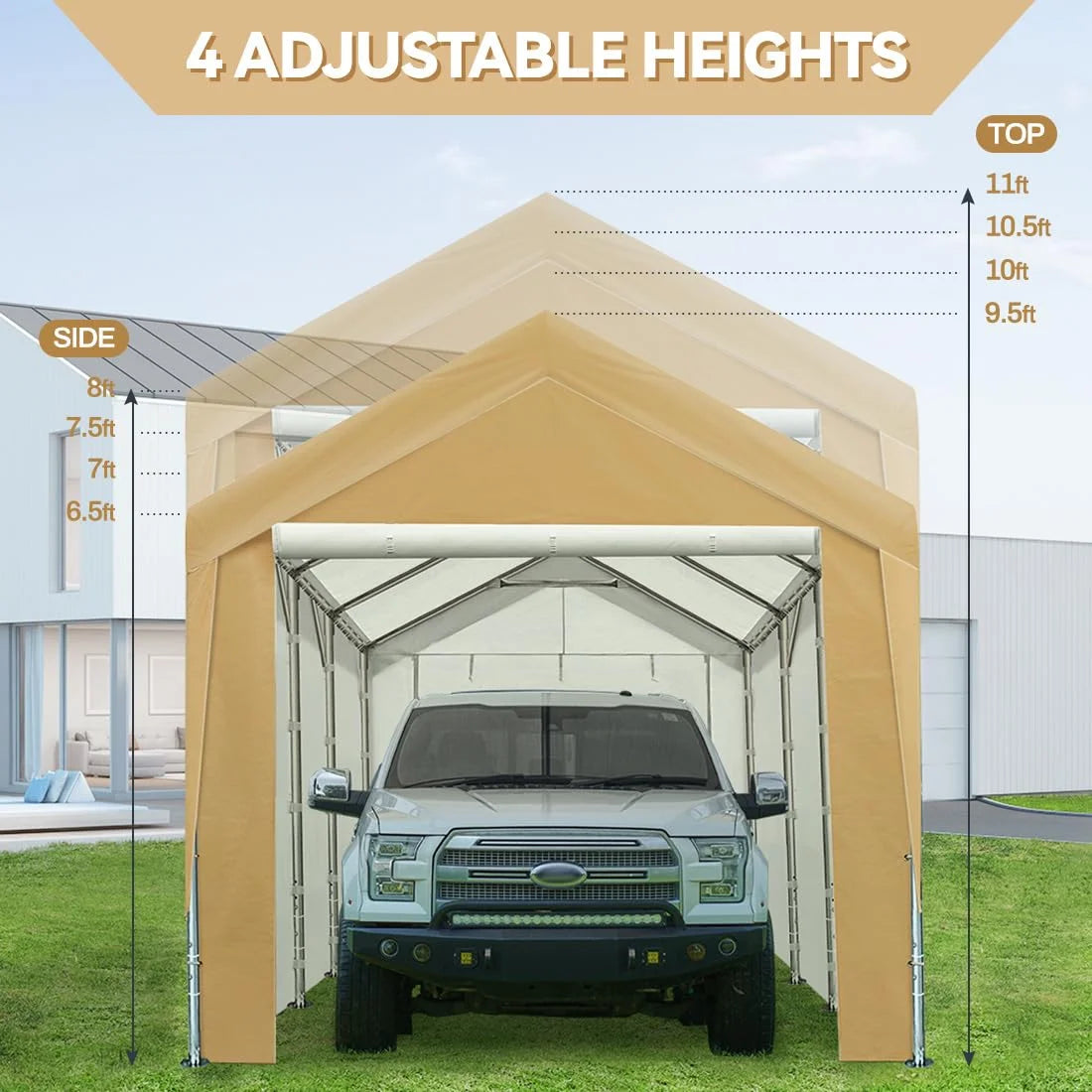 Advance Outdoor 10 x 20 x 95-11 White Heavy Duty Carport