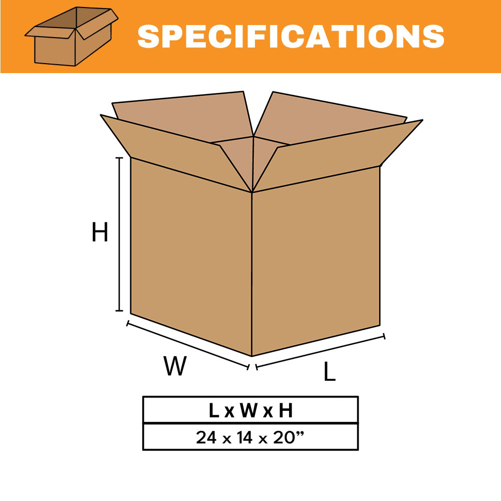 SSBM Corrugated Boxes 24" x 14" x 20" Kraft 15/Bundle