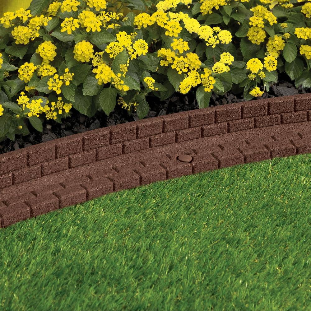 48 in. x 3 in. x 3 in. Brown Brickface Rubber Landscape Edging (6-Pack)
