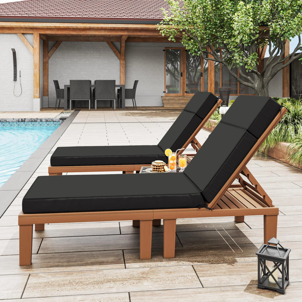 Kimunuk Outdoor Chaise Lounge Cushions set of 2, 80" x 26" x 4" Waterproof Pool Beach Recliner Replacement Cushions with Ties, Navy