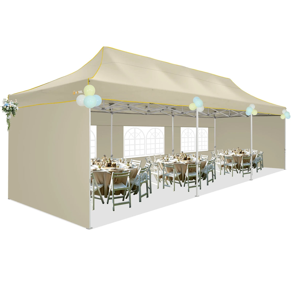 HOTEEL 10ft x 30ft Khaki Pop Up Outdoor Canopy, Waterproof