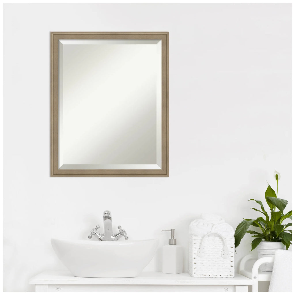 Amanti Art Florence Silver Beveled Wall Mirror 31.75 x 41.75 in.
